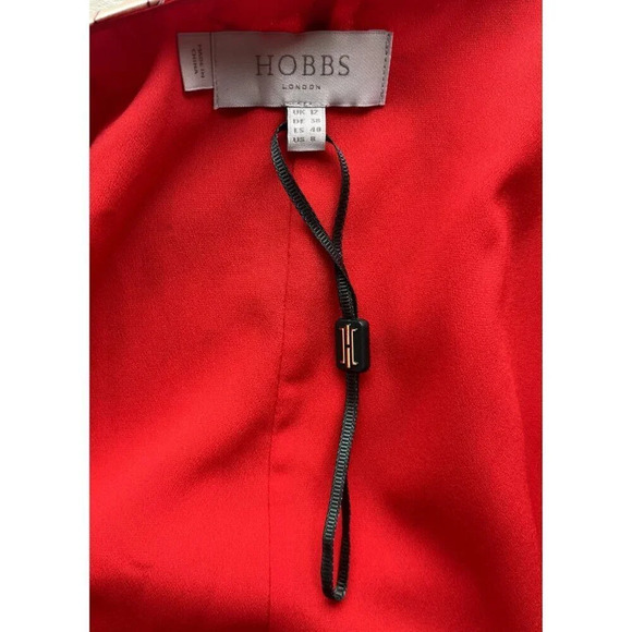 Hobbs London Justina Red & Gold Wrap Midi Dress 8 - Picture 7 of 9